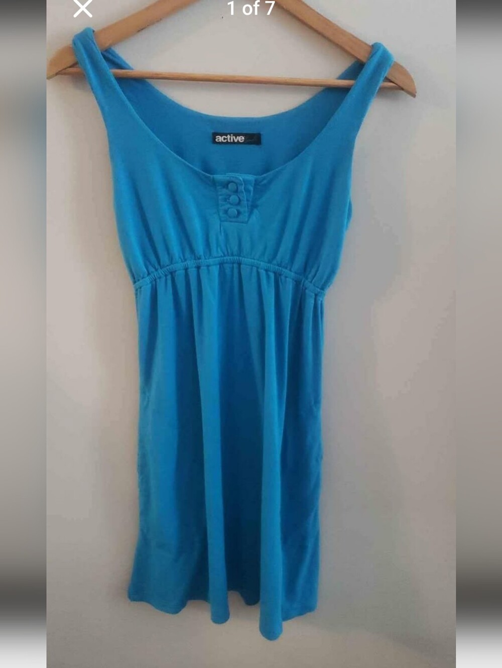 Active Bright Turquoise Sleeveless Empire Mini Dress